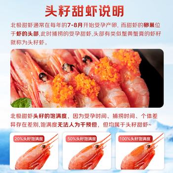 鲜生说 大号头籽北极甜虾净重3斤 120-150只/盒解冻即食 原料产地格陵兰 商品图0