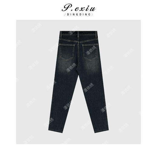 04-1潘依绣丁丁宠粉磨绒加厚显瘦百搭烟管裤水洗蓝牛仔裤 D6702 商品图2