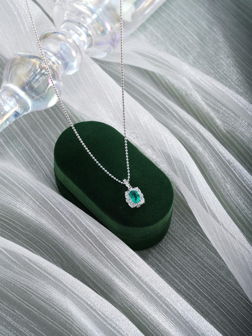 子佩集【碧海长歌】银S925套链【PM2222-XF】项链培育宝石祖母绿2601 商品图4