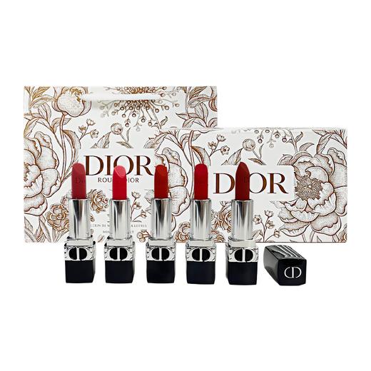 【送礼袋】DIOR迪奥烈焰蓝金口红荷花小样五件套1.5g*5支（丝绒#999+丝绒720+哑光888+丝绒840+丝绒228）  一般贸易  有效期202608 商品图1