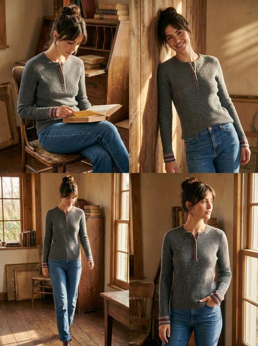 KINGDEER/KD秋冬新款北欧风女式长袖针织羊绒衫 约164g L805627 100%山羊绒鹿王 商品图3