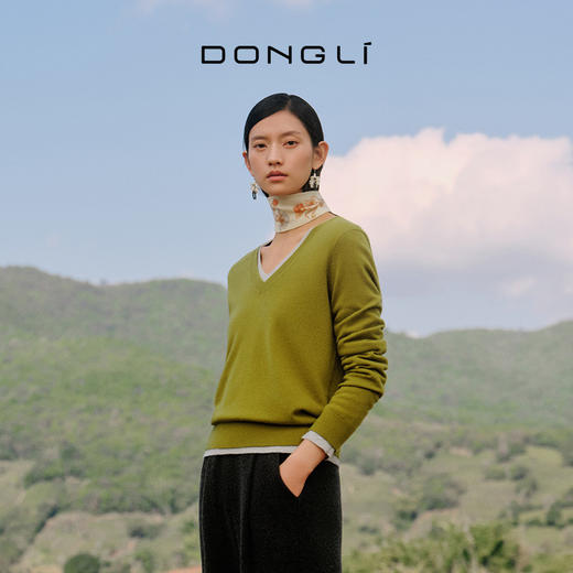 东黎 • 复苏的呼吸 小山羊绒女士V领套衫 6003 商品图0