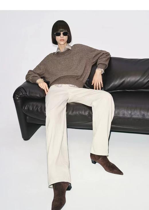 D012278牛仔裤2026春季新款米白色阔腿弯刀裤 商品图7