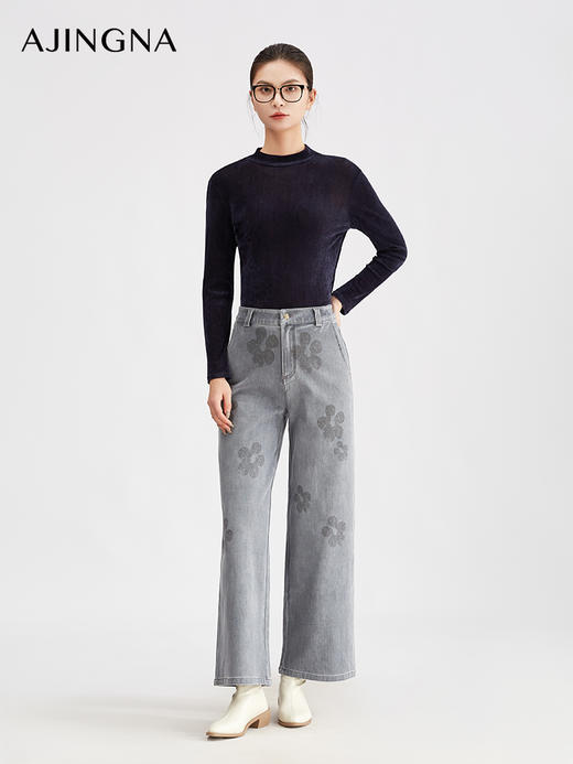 【商场同款】阿菁娜冬季新款精致叠穿内搭丝绒小高领打底衫贴合颈部修饰线条A30Q102053 商品图4