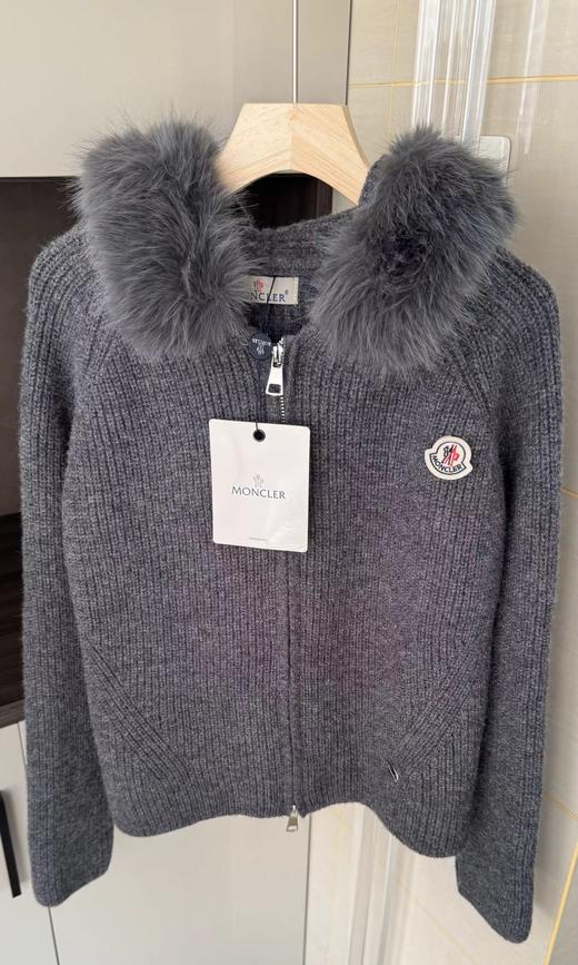 F012209深灰坑条针织拉链开衫宽松落肩的oversize版型针织衫 商品图9