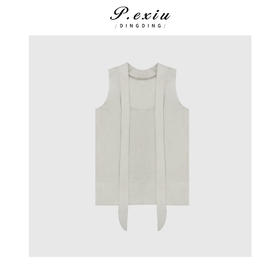 04-1潘依绣丁丁宠粉【风情】天丝亚麻法式肌理感系带背心衬衫 Q3295