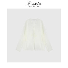 05-6潘依绣丁丁宠粉气质高级叠穿透纱V领衬衫Q6617