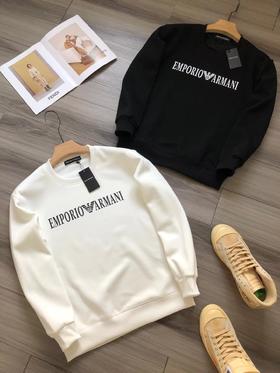 F012221胸前字母logo胶印加绒圆领卫衣男女同款