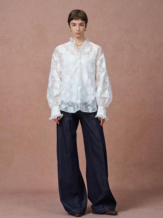 Fab*同款洛可可微透高级感剪花罩衫上衣 商品图1