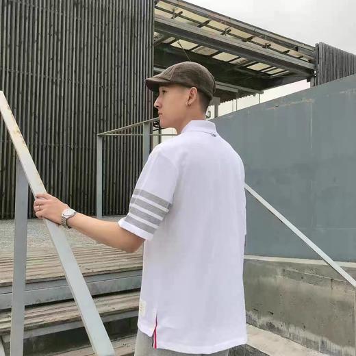 F012223春夏四条纹下摆小开叉纯棉短袖POLO衫男女同款 商品图4