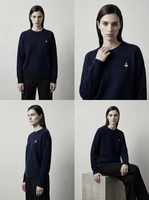 KINGDEER/KD秋冬新款女式圆领刺绣长袖羊绒衫L805554全部红色款鹿王 红色 商品图11