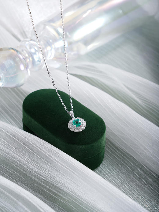 子佩集【华韵流芳】银S925套链【PM2253-XF】项链培育宝石祖母绿2601 商品图3