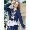 两三事梵高文艺星群旧梦2026春新款荷叶边下摆抽绳收腰印花卫衣女 商品缩略图2