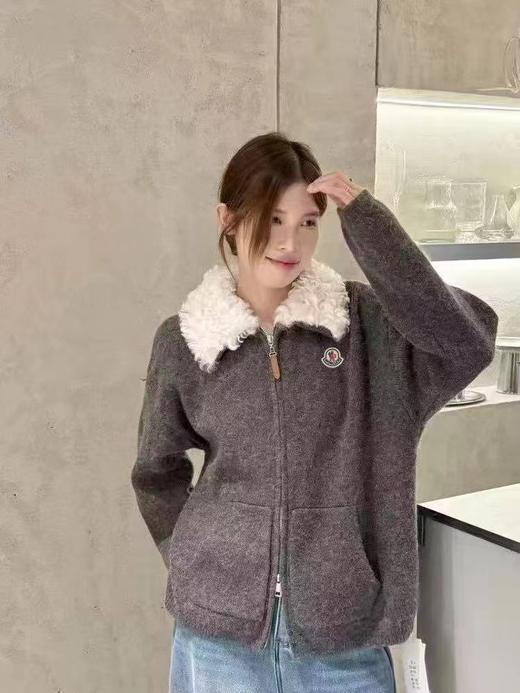 F012210新年红毛绒领针织开衫宽松落肩版型女款 商品图7