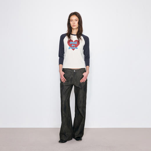 NUTH棕黑色斑驳做旧复古直筒工装裤女 商品图1