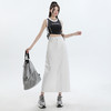 感白色半身裙女夏季设计感小众后开叉字半身长裙高腰直筒裙 商品缩略图1