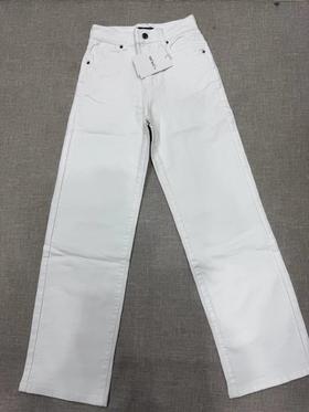 D012278牛仔裤2026春季新款米白色阔腿弯刀裤