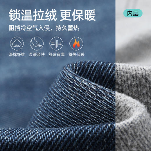 【拉绒-减龄-筒喇裤】逸阳冬新品薄绒款侧缝分割宽松显瘦复古喇叭牛仔裤8248R 商品图2