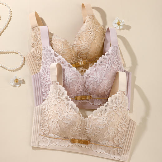 【298选3】A2-💟【A-B杯】【小胸聚拢显大】性感蕾丝女士内衣上托收副乳调整型无钢圈文胸罩  璀璨星语 商品图6