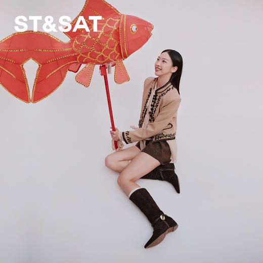 【绒里可选】星期六复古西部编织带堆堆靴SSD4117YG1/SSD4119YHG 商品图2