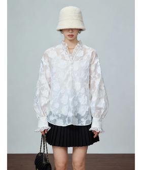 Fab*同款洛可可微透高级感剪花罩衫上衣