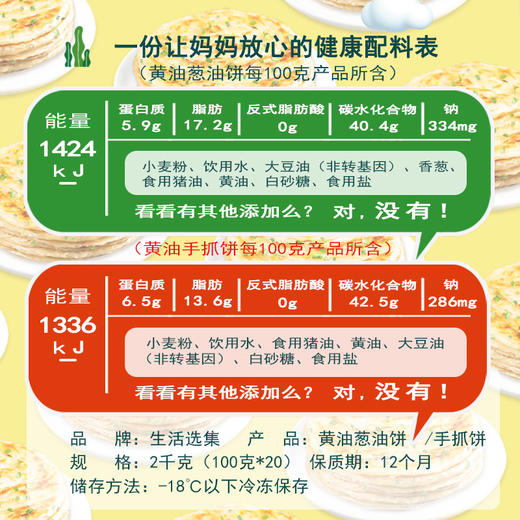 【生活选集】黄油原味/葱油手抓饼 20张 商品图3