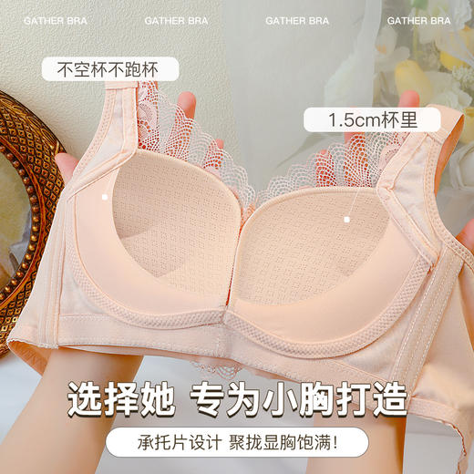 【298选3】A2-💟【A-B杯】【小胸聚拢 透气薄杯】性感蕾丝内衣女调整型收副乳夏季薄款文胸   凝露秋霞 商品图1