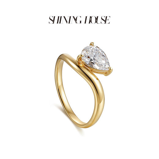 ShiningHouse[培育] 18k金钻石戒指 水滴形1克拉钻人工真钻人造钻石K金戒指设计感简约钻石戒指悦己送礼臻选【此商品不支持7天无理由退货退款】预计3日发货 商品图2