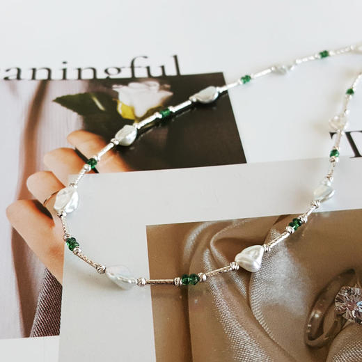 【天然正品】AU750白金镶天然巴洛克海水珍珠满天星造型项链42CM（长度可调节）311225NJM39 商品图4