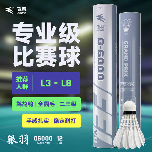 飞羽 羽毛球 比赛级 优质鸭毛 银羽-G6000 商品图0