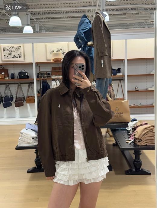 一店k （元厂订单！扫码进官网！）复古老钱风！拉夫👧🏻捡漏！面料工艺绝了！高端成衣工艺！硝洗棉！德国阿曼刺绣工艺！天然牛角扣！酷酷的帅气感轻松拿捏！小马经典哈林顿系列老干部夹克 ！ 商品图6