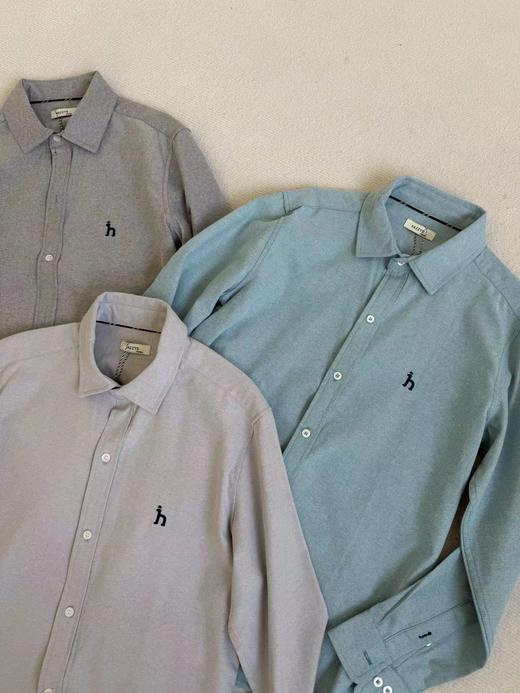 F012218男士内搭衬衣纯色长袖棉质牛津纺衬衫 商品图12