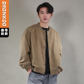 DRONKOO 2026 棒球领左胸金属标仿呢料厚夹克