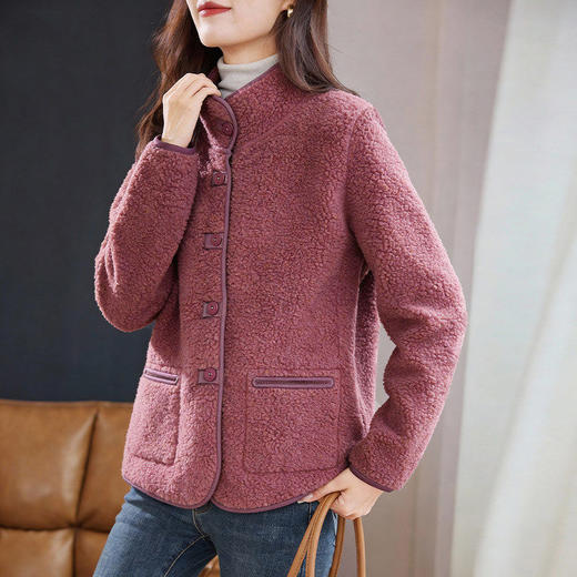 加绒羊羔绒厚外套女冬季新款立领羊羔毛保暖上衣大码气质大衣女装 商品图1