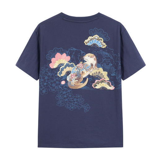 ONIARAI/鬼洗26春季新品泥棒蓝守护の獭绣花短T男短袖 N840297 商品图4