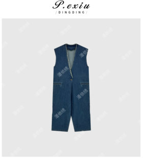 04-3潘依绣丁丁宠粉韩系减龄休闲无袖连体牛仔裤 Q91266