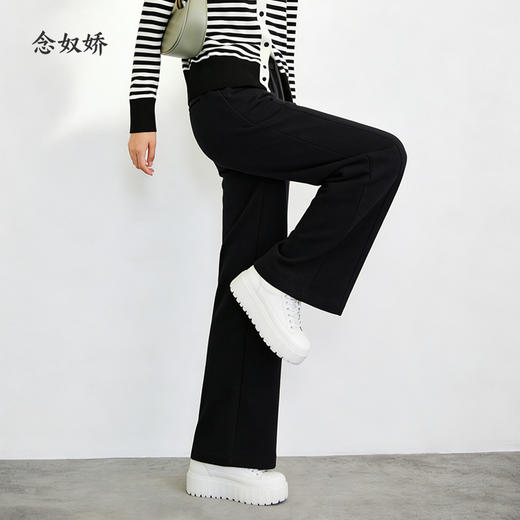 【商场同款】CNT5919 " 弹力松弛裤 " 全松紧腰头久坐不勒 立体捏梗设计更显瘦显腿长 深灰色直筒裤 商品图3