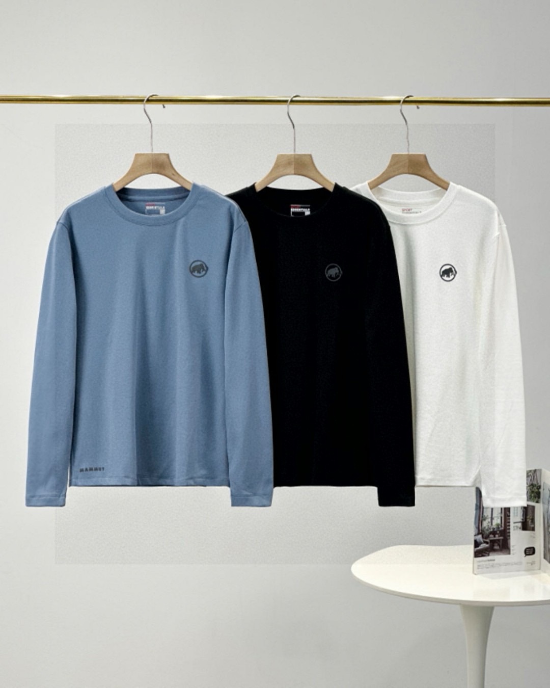 磨毛面料 保暖 舒适萌犸象春季新款磨毛长袖T恤打底保暖上衣采用双面长绒棉