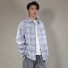 DRONKOO 2026 翻领左贴袋金属标压皱格纹微阔中厚衬衣外套 商品缩略图1