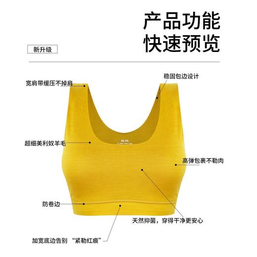 灰壳文胸女美利奴羊毛运动登山跑步速干衣透气健身背心运动内衣 商品图4