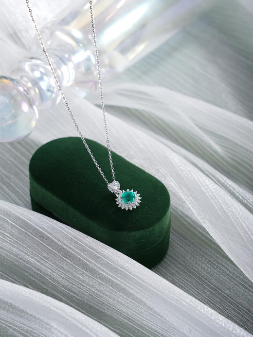 子佩集【昭华永续】银S925套链【PYT5036-XF】项链培育宝石祖母绿2601 商品图6