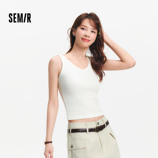 森马背心女夏短款V领紧身凉感上衣外穿叠穿气质女士百搭简约内搭 商品图1