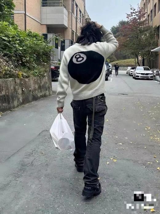 D012265后背台球黑八提花情侣圆领针织毛衣 商品图8