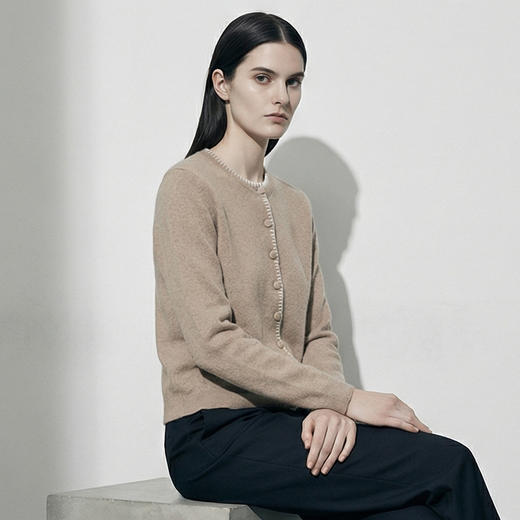 KINGDEER/KD秋冬新款时尚百搭女式羊绒开衫L805569全部红色款鹿王 红色 商品图4