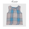 04-3潘依绣丁丁宠粉韩系俏皮格纹圆领抽绳无袖衬衫Q5581 商品缩略图0