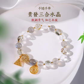 【祈愿吉品】灰月光三合手链水晶钱母手串