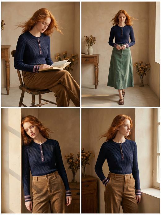 KINGDEER/KD秋冬新款北欧风女式长袖针织羊绒衫 约164g L805627 100%山羊绒鹿王 商品图2