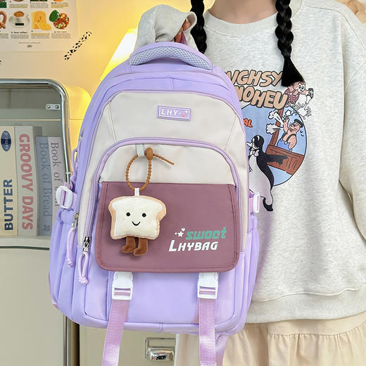 【简约时尚款❗️上学轻松背】新款透气减负护脊初中书包女生可爱三到六年级大容量糖果色双肩包。jc 商品图3