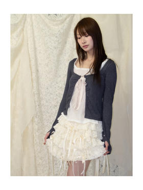 Kaiy Xiao 风信信使花边绑带开衫