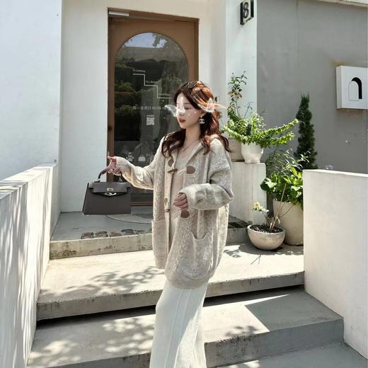 金蘑菇菇【甜甜酥】羊毛开衫外套女韩版慵懒风毛衣休闲长袖针织衫 商品图0